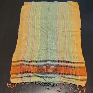 Shimmering Multicolor Striped Women's Scarf w/Silver Threading